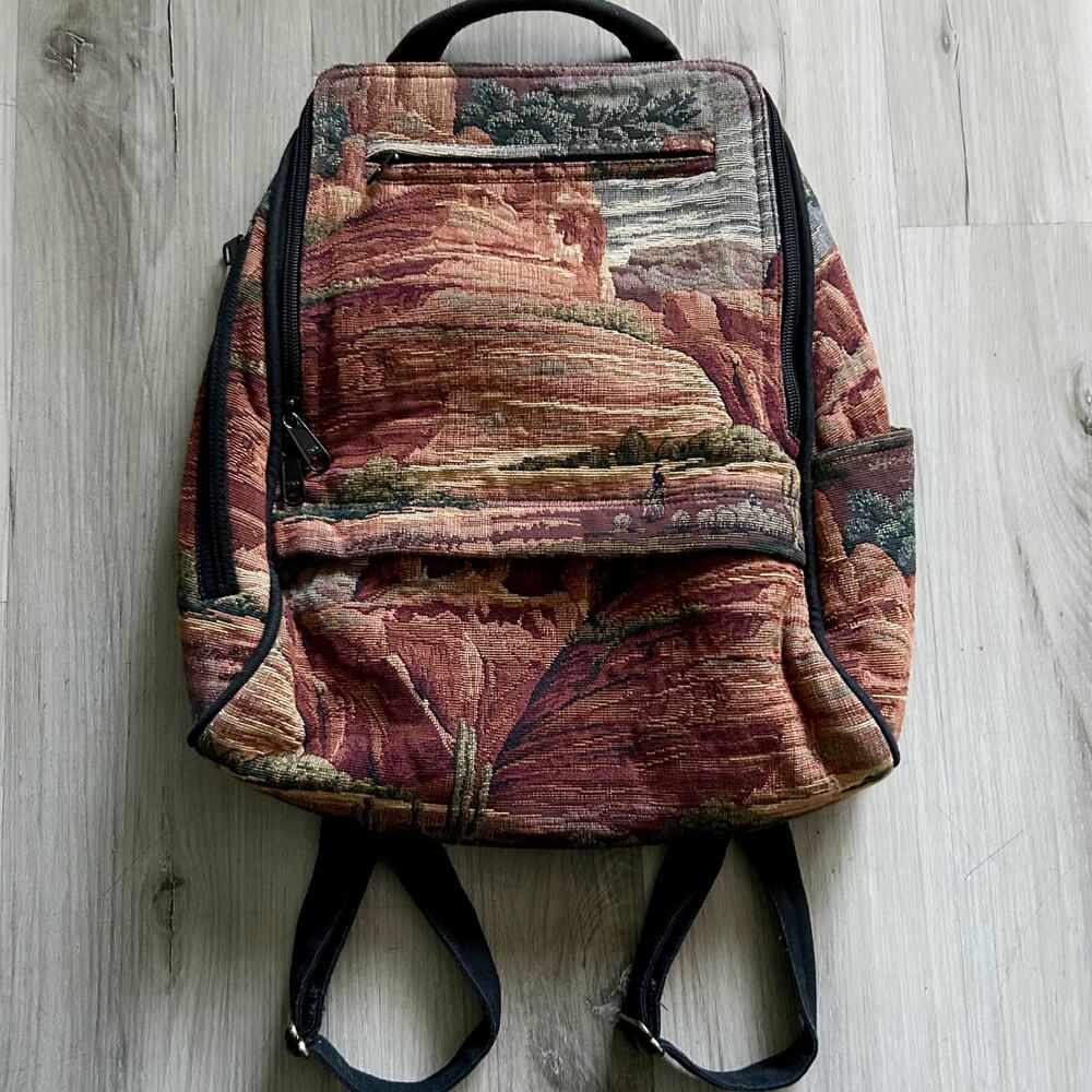 Art of Bags by Ann Kirkul Grand Canyon / Mesa Tapestry Backpack Hand Crafted EUC